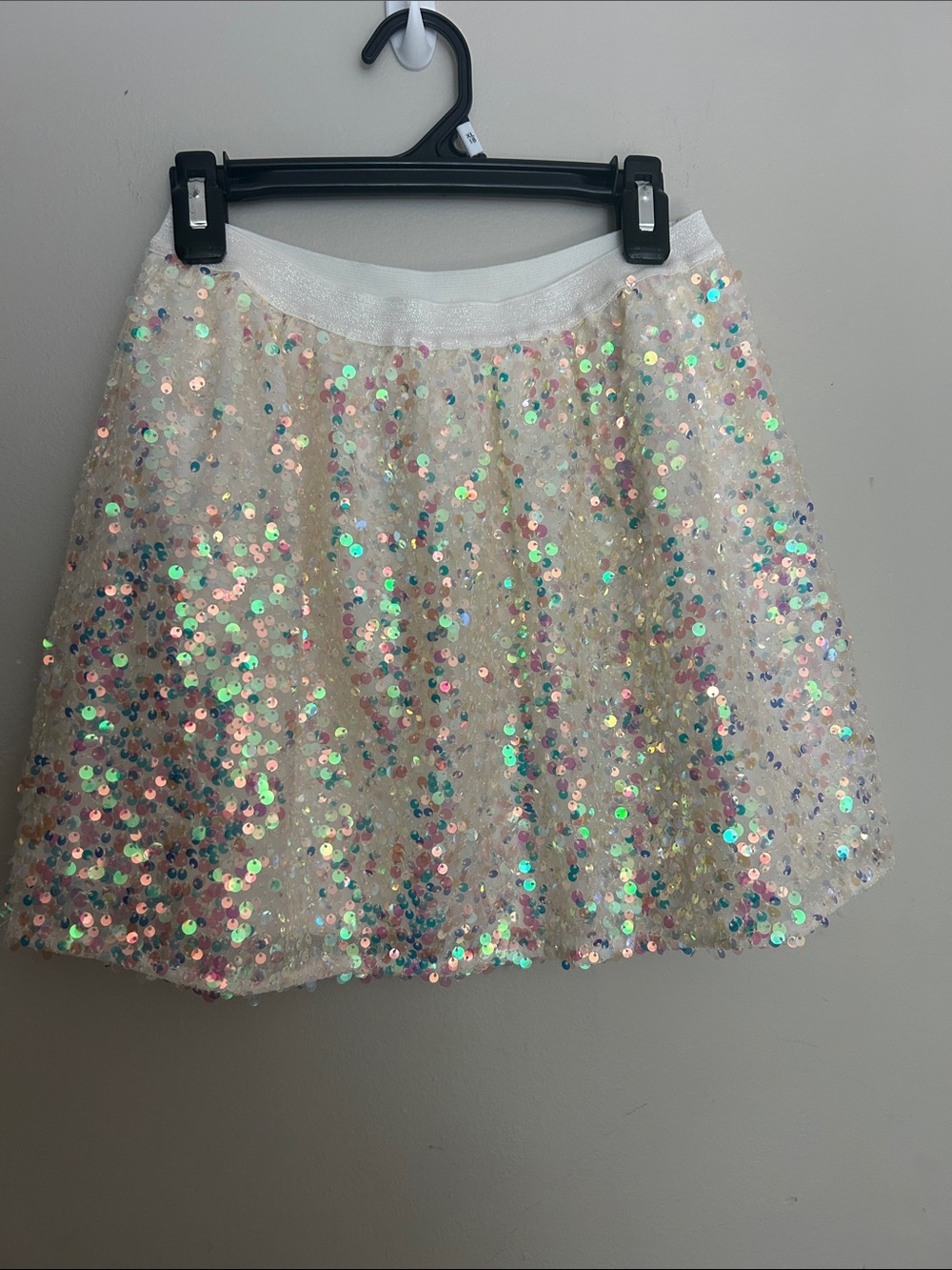 Cat & Jack Iridescent Sequin White Skater Skirt